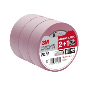 3M™ 2072 Extra Sensitive Professional Masking Tape 1.5" / 36mm (Pink) 2 + 1 Promo Pack
